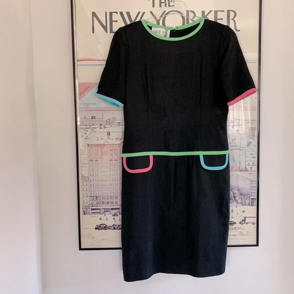 Vintage Liptons dress in black with pastel trim classic cut Chanel vibes  size 8 - Picture 10 of 10